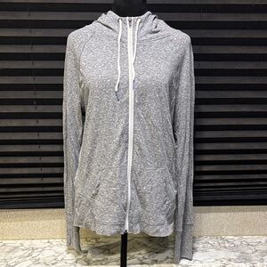 SO Kohls Heather Grey Lightweight‎ Zip Front Cotton Blend Hood Sweatshirt WN XL